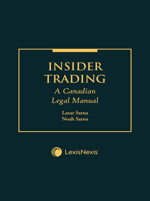 cover image of Insider Trading - A Canadian Legal Manual